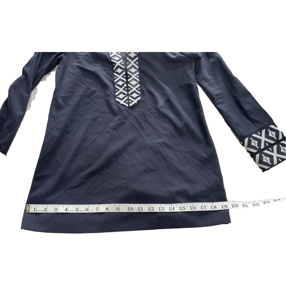 Tory Burch Ariana Tribal Embroidered Navy Tunic Size 0 EUC - Picture 4 of 11